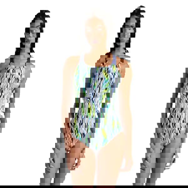 Arena Zebra Stripes Pro blue green abstract one-piece swimsuit