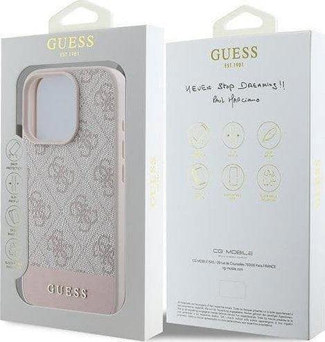 Guess 4G Bottom Stripe Case for iPhone 16 Pro Max 6.9" Pink - GUHCP16XG4GLPI