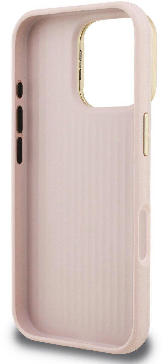 Guess PU Grained 4G Logo Stand Camera Frame Case for iPhone 16 Pro 6.3" Pink - GUHCP16LPCS4GSP