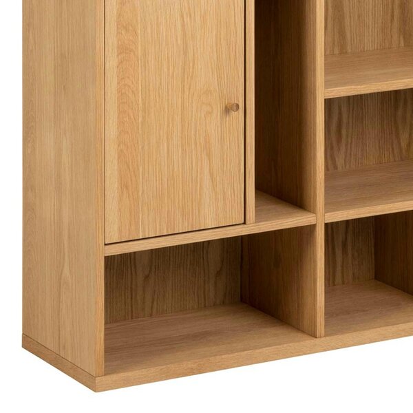 Wyld Haus Thallo Oak Wood 3 Door Multi Level Large Bookcase