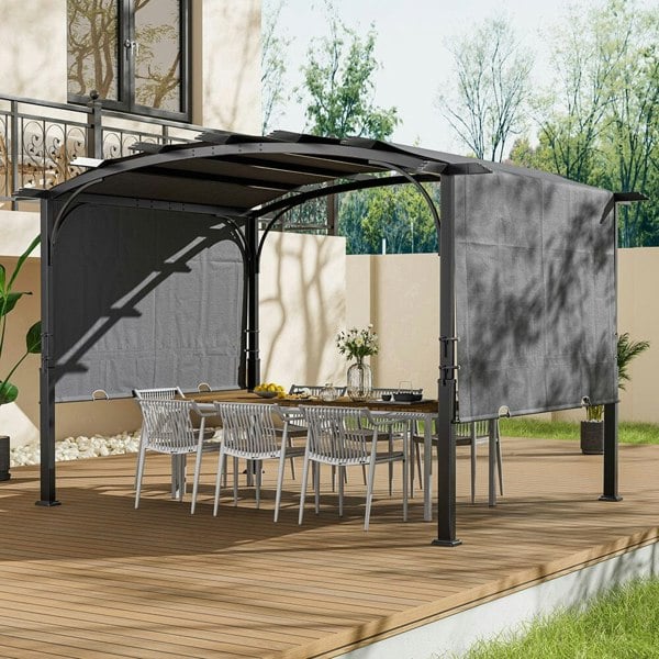 Exquisite Summer Dark Grey Curved Outdoor Gazebo Living and Home
