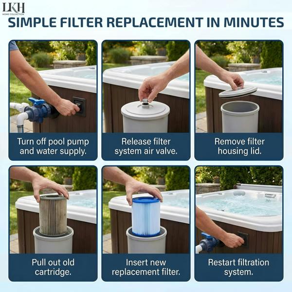 LKH HOME COLLECTION Reusable Hot Tub Filter - 2 Pack Lazy Spa Replacement Filter Cartridge with Polyester Fiber Cloth, Fixed Plastic Packaging