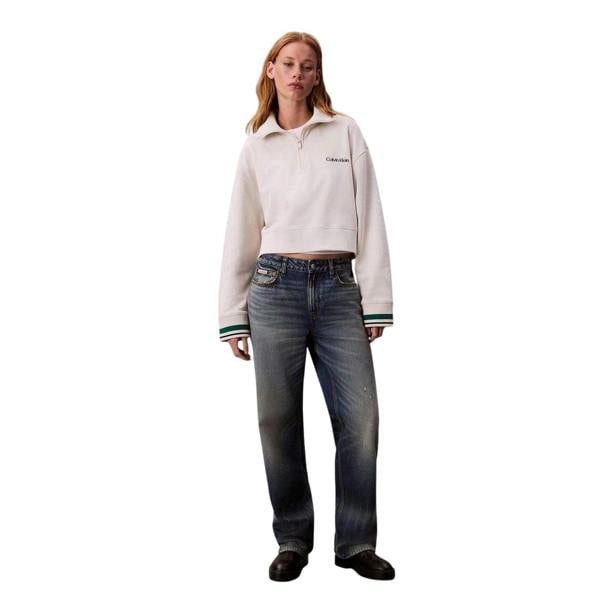 Calvin Klein Womens/Ladies Embroidered Logo Fleece Sweatshirt - Chalk - 