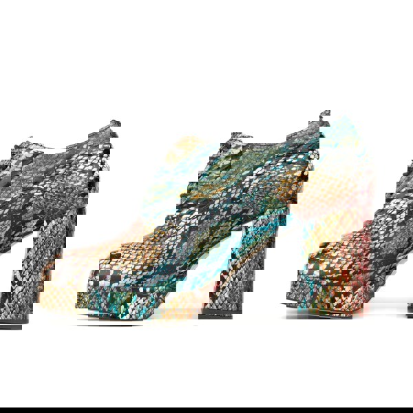 Embassy London Roulette Platform - Green & Brown Snake - Women's leather oxford pump with platform and block heel