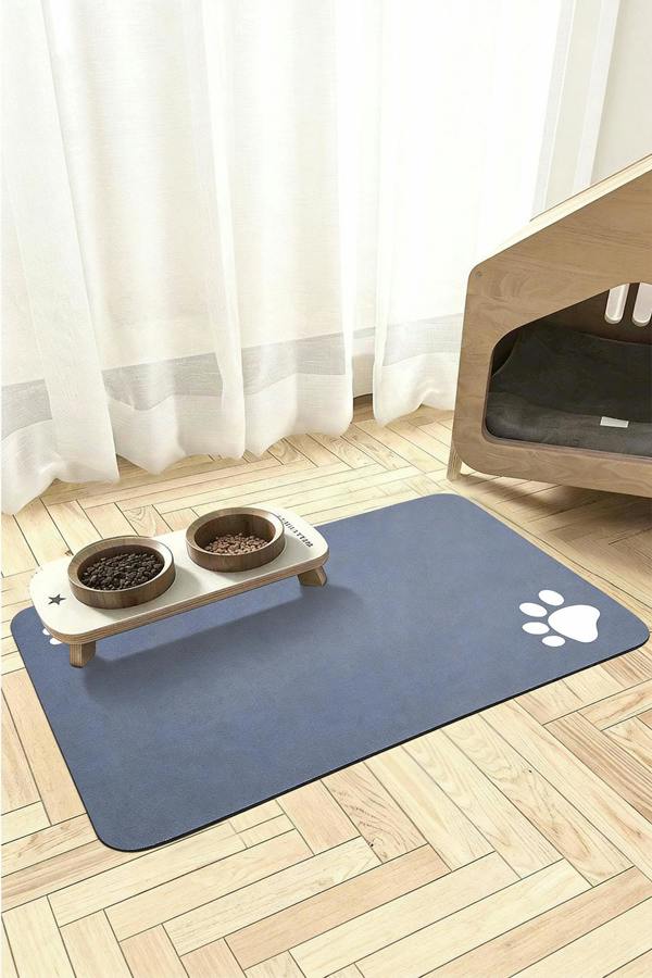 Dark Grey Washable Diatom Mud Pet Mat With Nonslip Bottom
