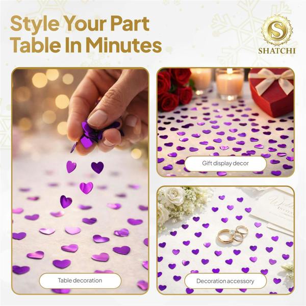 Purple Heart Confetti 14g Table Scatter for Birthday, Wedding and Celebration Decorations image 6