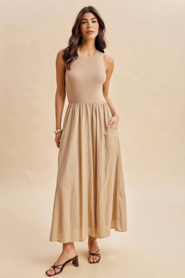 BALOU Womens Mixed Panel Midi Dress