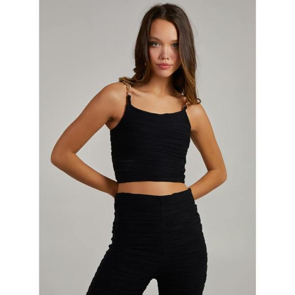 Pink Vanilla Swirl Rib Gold Chain Top