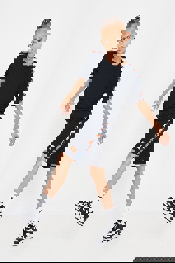 Beat Boyz Club Front Shorts - Black/Orange Geo