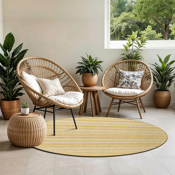 Livabliss Eagean EAG2424 Global Yellow Ivory Off-White In- & Outdoor Rug - 160 cm Round