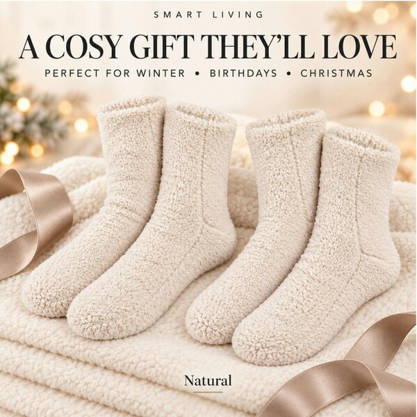 Smart Living 2 Pairs of Teddy Socks -  Natural