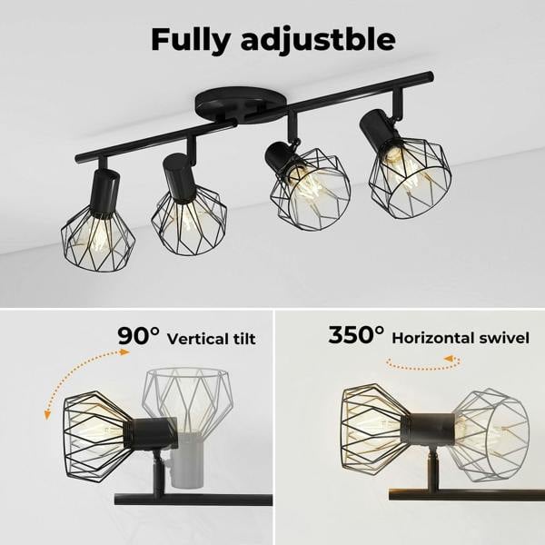 EMITTO 3-4 Way Spotlight Ceiling Light Adjustable Kitchen Spot Light E14 Fixture