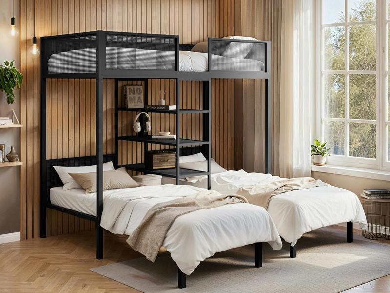 Axton Metal Triple Bunk Bed Black