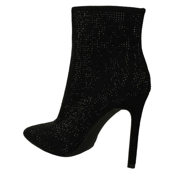 Spot On Ladies Diamante Covered High Heel Ankle Boots F51231