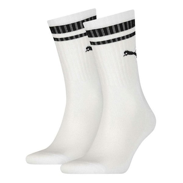 Puma Unisex Adult Heritage Stripe Crew Socks (Pack of 2) - White/Black