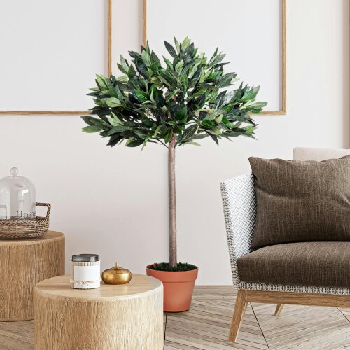 Wyld Haus Niladi Artificial Olive Style Tree In Green With Orange Accent Pot For Interior Decor