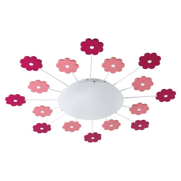 Wall Flush Ceiling Light Colour Pink Shade White Satin Glass Bulb E27 1x60W Loops