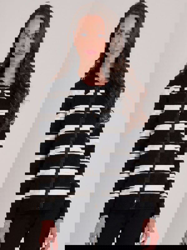 VIZ-A-VIZ Collared Stripe Cardigan