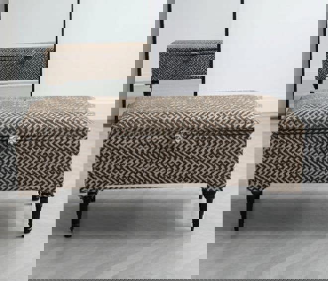 Eden brown pattern geometry coffee table storage Footstool Pouffe - ISTOOLS