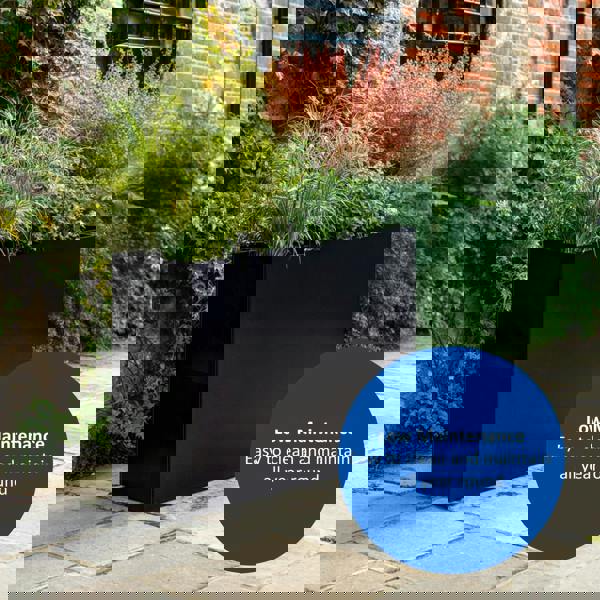 Nicoman Galvanised Matte Black Trough Metal Planter - 90cm x 82cm