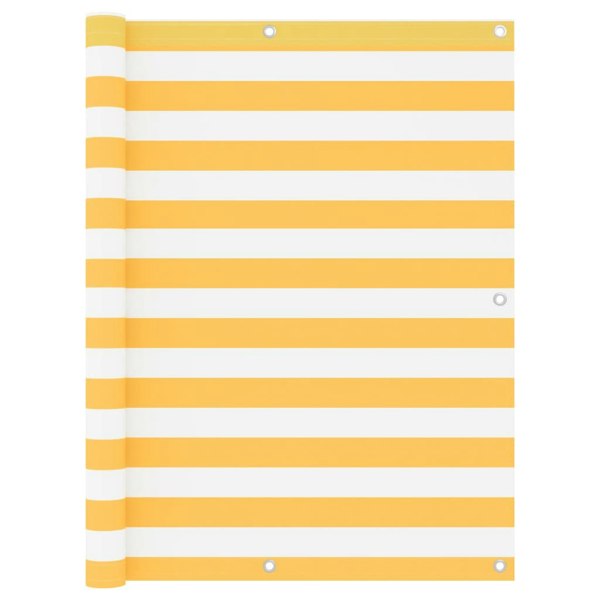 Berkfield Balcony Screen White and Yellow 120x500 cm Oxford Fabric