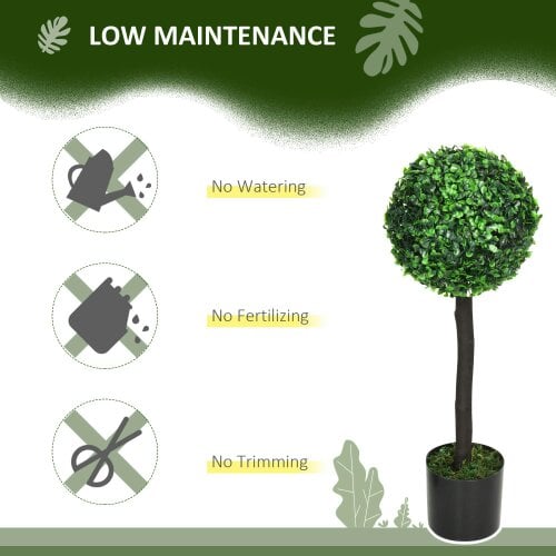 Wyld Haus Rimmo Set Of 2 Artificial Boxwood Ball Trees Suitable For Indoor Or Outdoor Settings