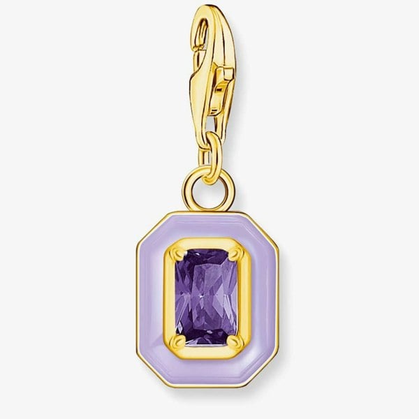 THOMAS SABO Gold Plated Violet Octagon Cold Enamel Charm 2034-565-13