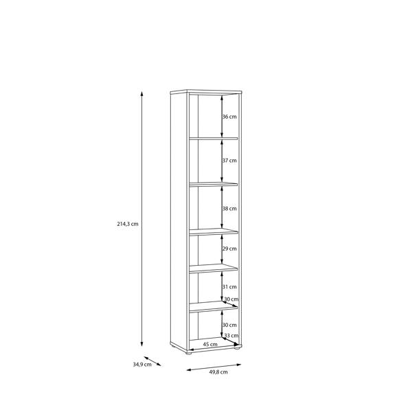 Furniture To Go Alice Springs Slim Tall Display Cabinet with 1 Glass Door Push-to-Open & 5 Shelves in Sand