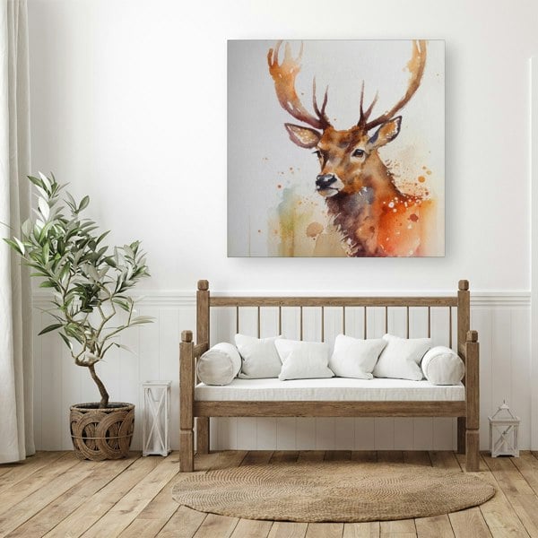 Warren Reed Majestic Stag Watercolour Canvas