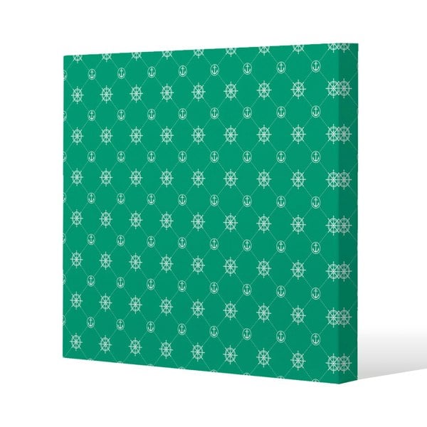 Benjamin Tate Design Nautical Elements on Green (Canvas Print)