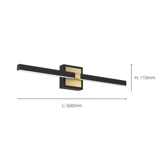 EGLO Peguera LED Black/Brass Steel Bathroom Mirror Light