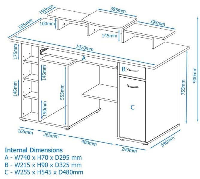 Dorel Home San Diego Computer Desk in White