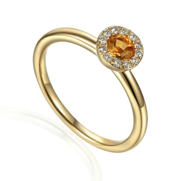 Sarah Layton Citrine & Diamond Cluster Ring - 9ct Yellow Gold - NTR832CITD-9YG