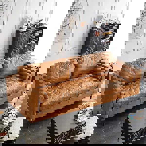 Fuller Brown Two Seater, Three Seater Sofa, Real Leather-Two Seater Sofa-Rit Concept-Rit Concept