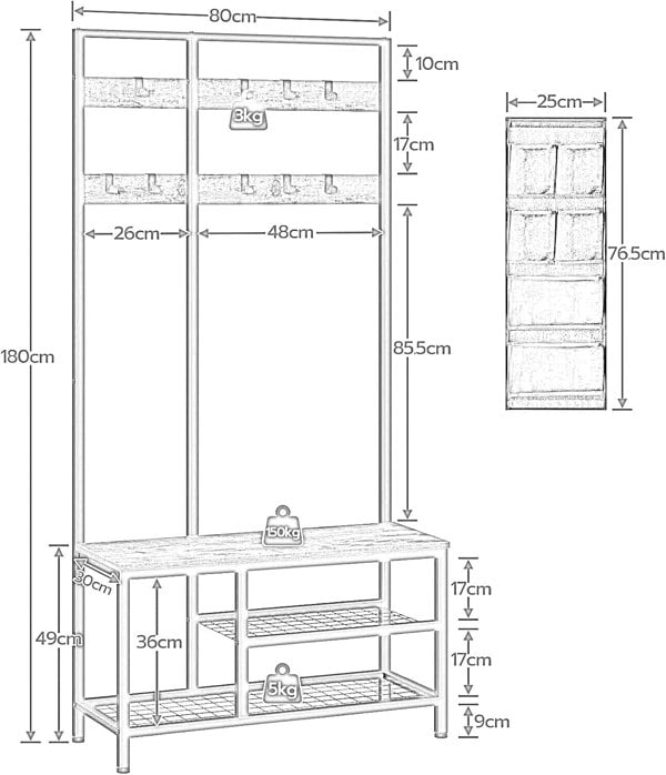 Rafaelo Mobilia Coat Rack With Shoe Storage