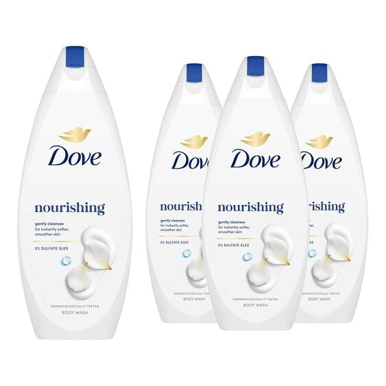 Dove Nourishing Body Wash 4 Pack, 0% Sulfate SLES Shower Gel, 225ml