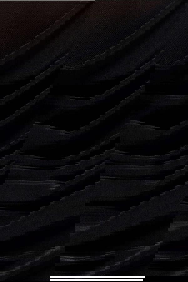 Gathered Off The Shoulder Mesh Waist Panel Maxi Dress - Black DR4857