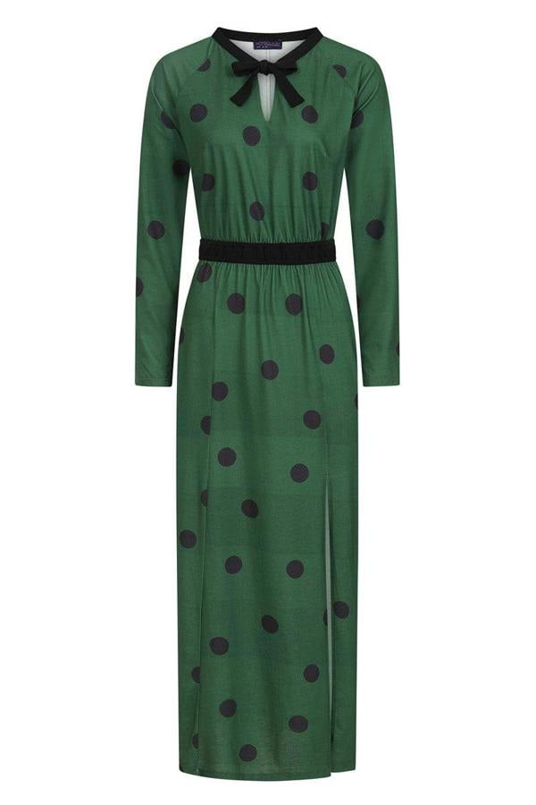 HotSquash Long Sleeve Maxi Dress with Neck Tie