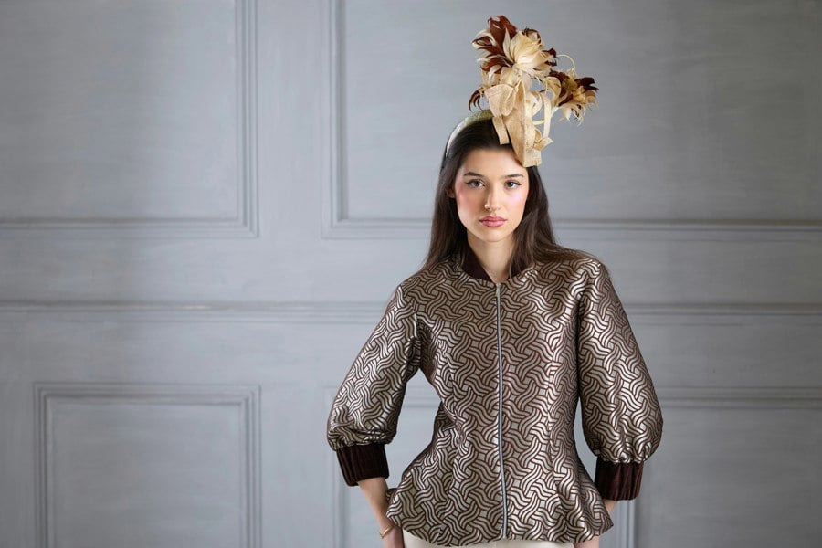 Isha's Timeless collection Dazzle Chocolate Shimmery Fitted Jacket Blouse