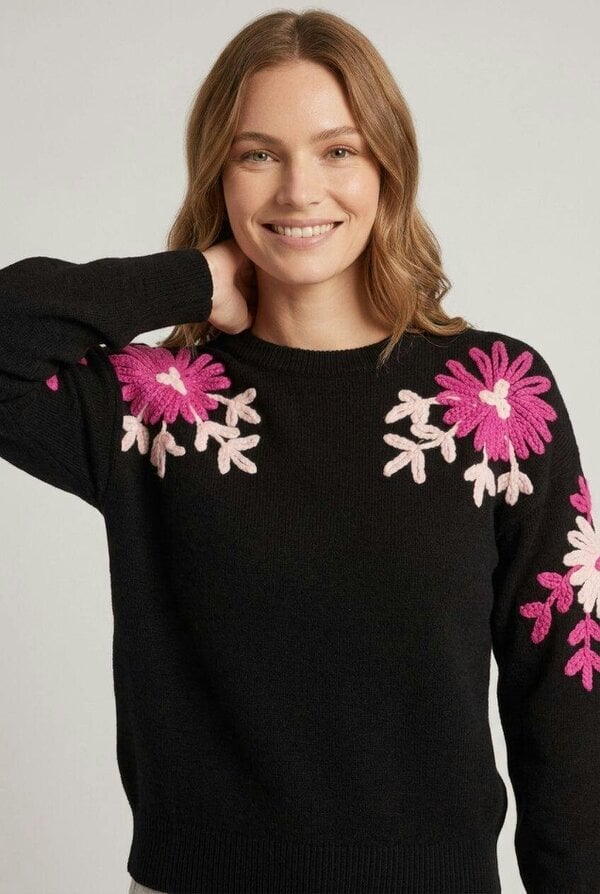 Izabel London Floral Embroidered Sleeve Jumper