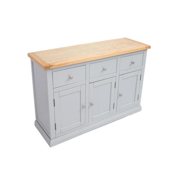 Cabinet Bits Loreo Light Grey 3 Drawer 3 Door Sideboard Chrome Knob