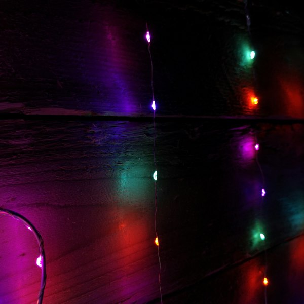 Samuel Alexander 1.2m Christmas Static Heart LED Silver Pin Wire V Curtain Lights in Rainbow