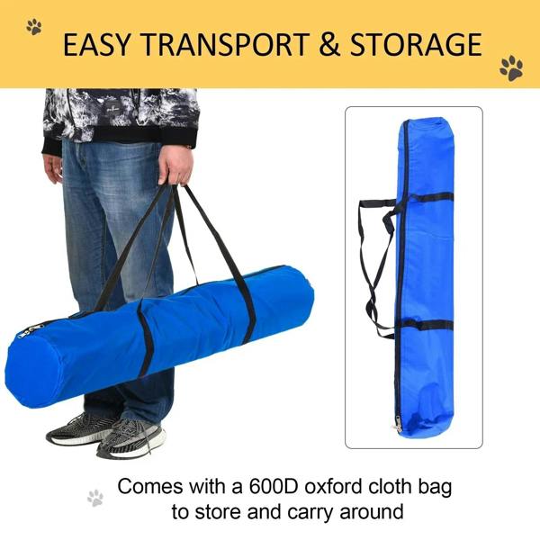 Blue oxford carrying bag with handles for agility poles dog training set