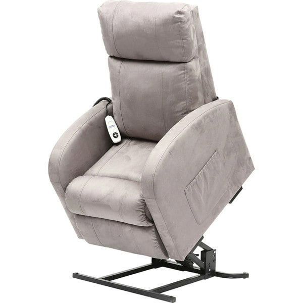 Single Motor Rise and Recline Lounge Chair Pebble Grey Micro Fibre Material Loops
