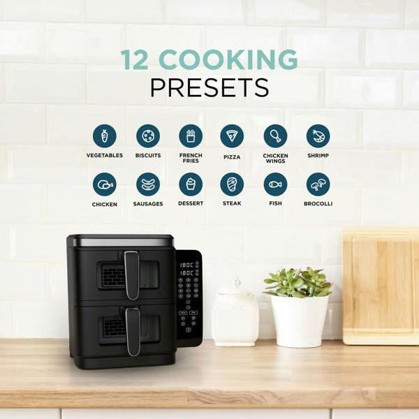 DMD Collective 11L Double Air Fryer with Dual Drawers and 12 Cooking Functions