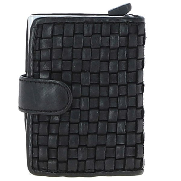 'La Perfetto' Metal & Woven Leather Card Wallet Case: D-10W