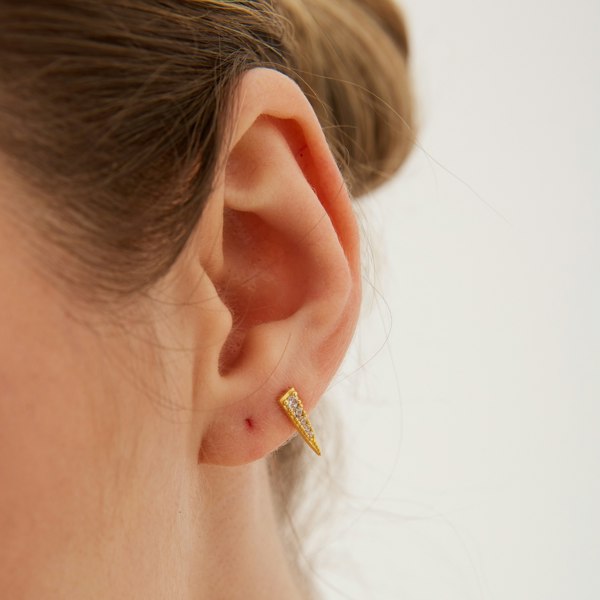 Spero London Long Pave Dagger Stud Earrings