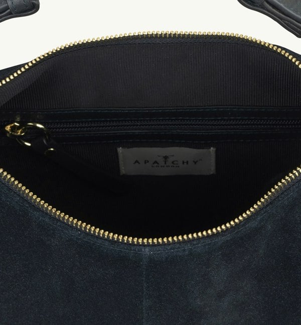 Apatchy London The Charlie Navy Suede Bag