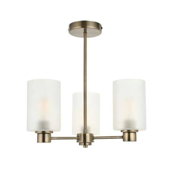 Pagazzi Lighting Kingsholm 3-Light Antique Brass Semi-Flush Ceiling Light