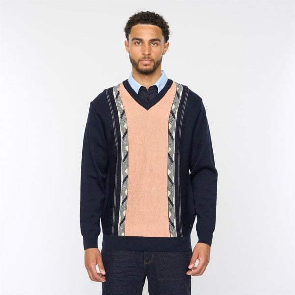 Gabicci G54M02 Mens Plain Vee Kneck Pattern Front Knit Gabicci Classic - NAVY